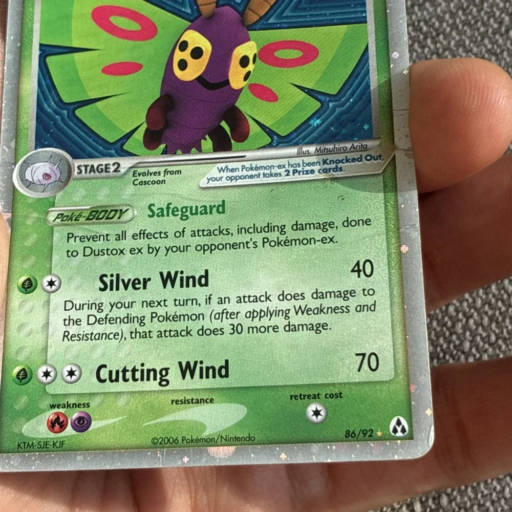 Dustox ex - 86/92 Pokemon Legend Maker - Silver Border Holo HP Heavily Played